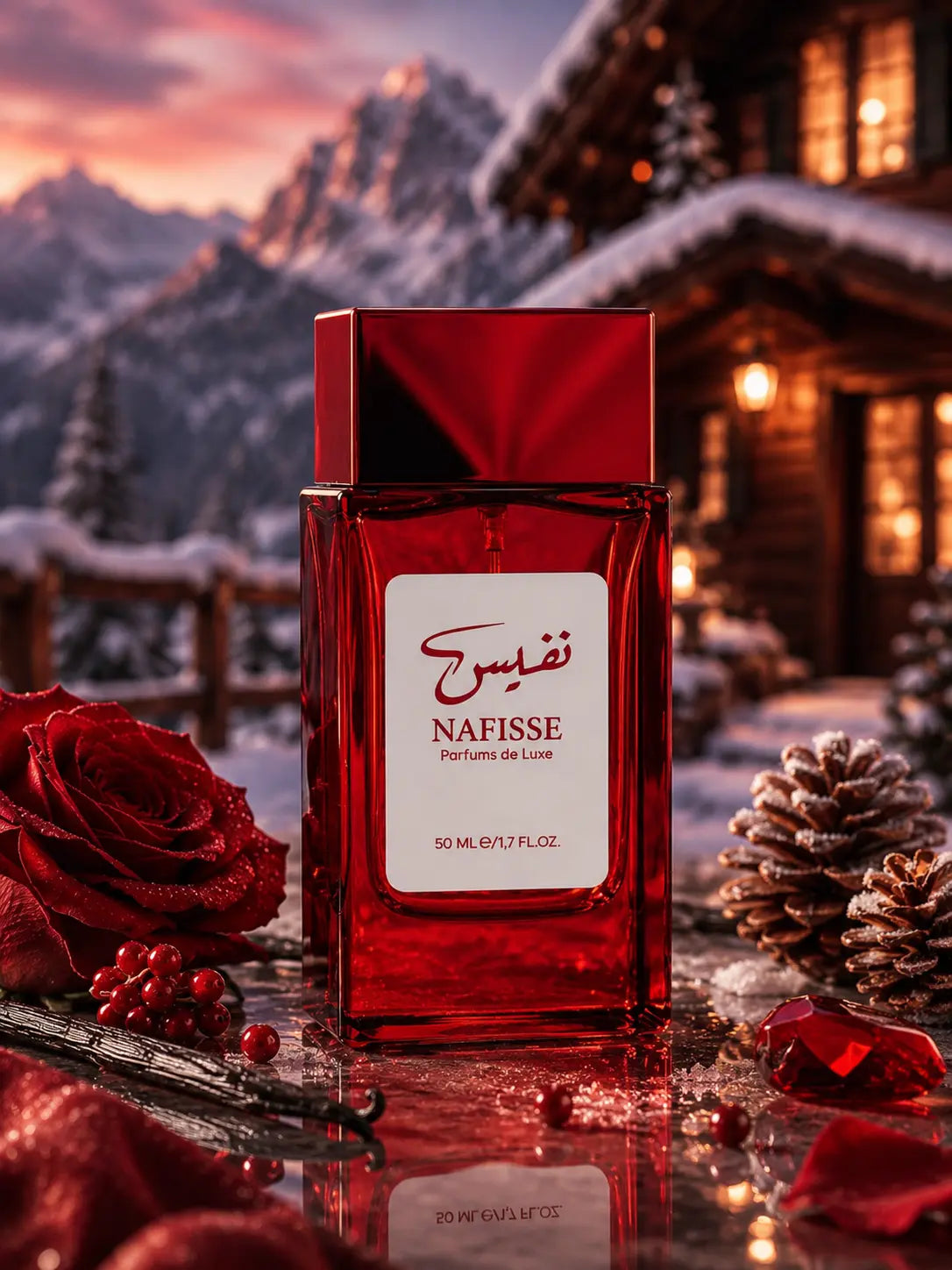 Collection de parfums Nafisse pour l’hiver, parfums marocains chaleureux et élégants.