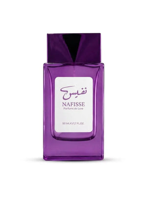 Bouteille de parfum femme violet Nafisse, fragrance douce et romantique pour tous les jours.