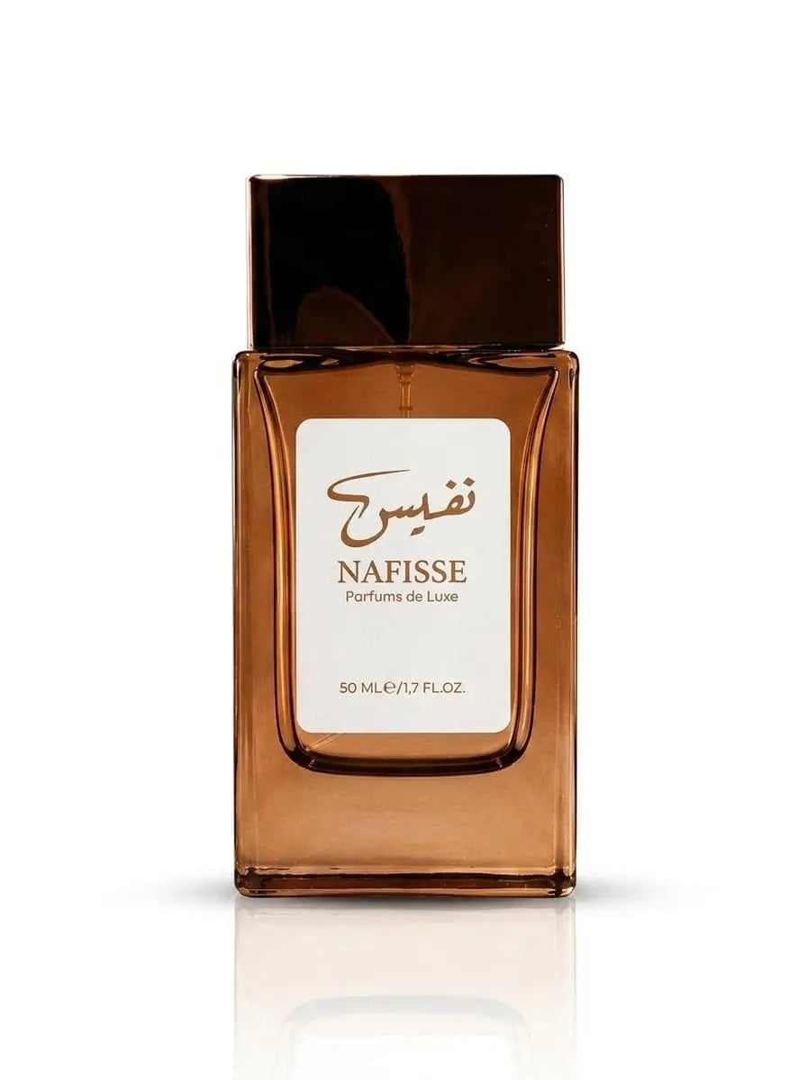 Flacon de parfum unisexe marron, fragrance unique pour homme et femme à prix abordable chez Nafisse.